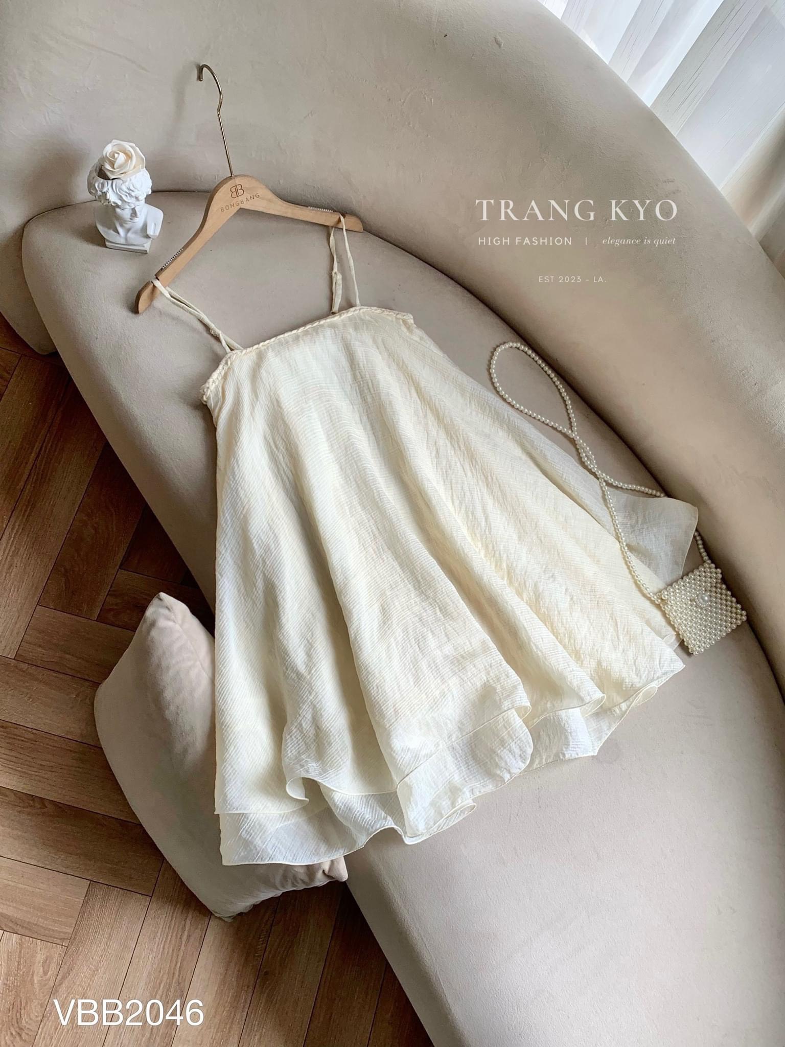 Váy đầm xòe hai dây dáng ngắn vải tơ 2 lớp mềm mịn thoáng mát, đầm đi biển đi du lịch