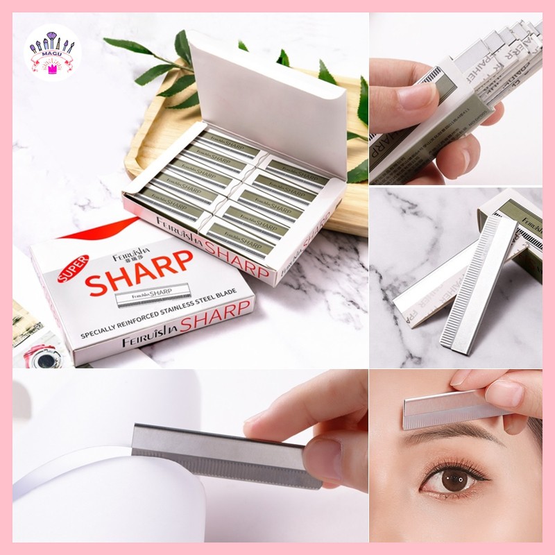 Dao Cạo Lông Mày Hộp 10 Cây Sắc Bén