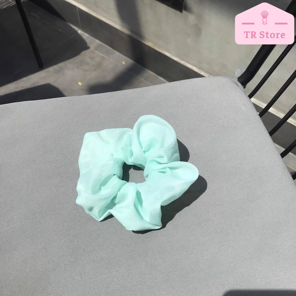 Scrunchies voan lụa gam màu Pastel dịu dàng buộc tóc