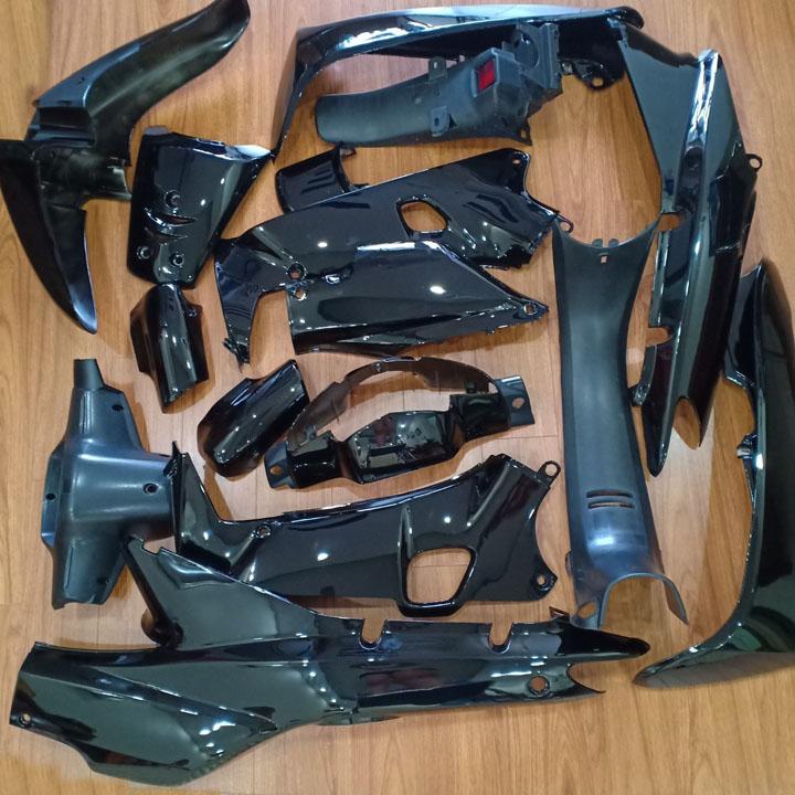 [TẶNG TEM] Dàn áo xe Wave 110 , Wave Alpha , Wave ZX nhựa ABS nguyên sinh màu ĐEN A535 - có KHUYẾN MẠI BỘ TEM 3 LỚP