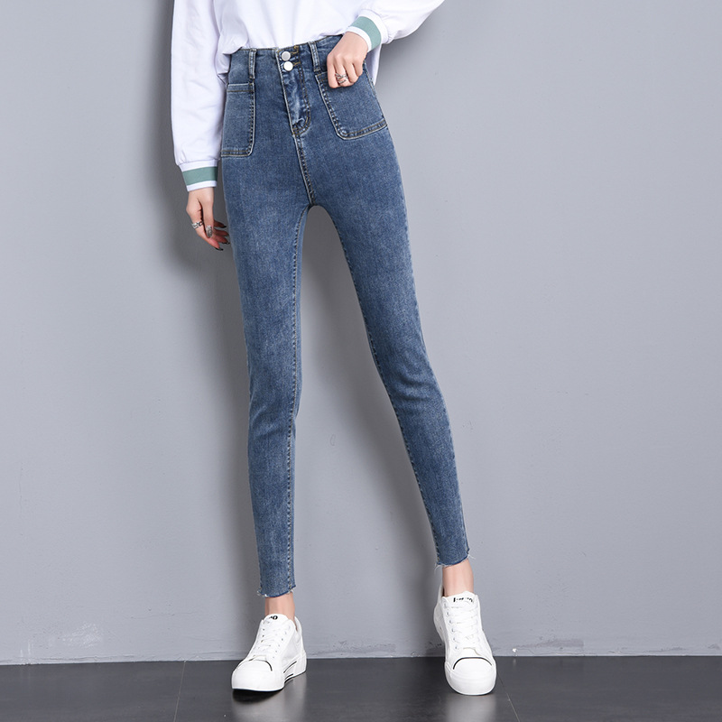 Quần Jean Nữ Lưng Cao 2 CÚC HAI TÚI BẦU chất jean giãn tốt loại 1 - 3 MÀU HOTTREND F616