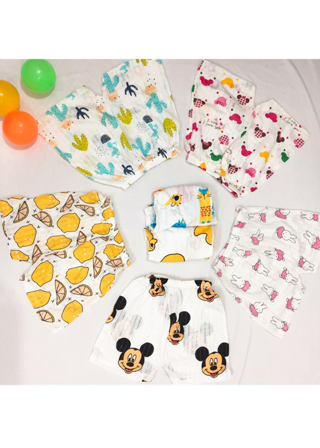 Combo 5 QUẦN ĐÙI chất cotton giấy siêu mềm mát cho bé