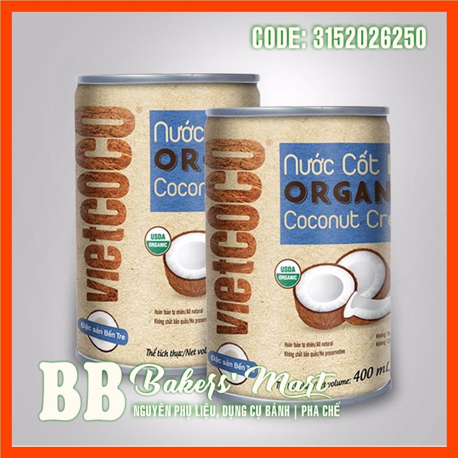 Nước cốt dừa ORGANIC VIETCOCO - Lon 400ml
