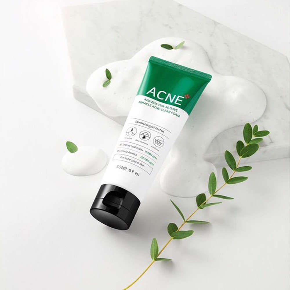 Sữa Rửa Mặt Some By Mi AHA-BHA-PHA 30 Days Miracle Acne Clear Foam 100ml ( Xanh )