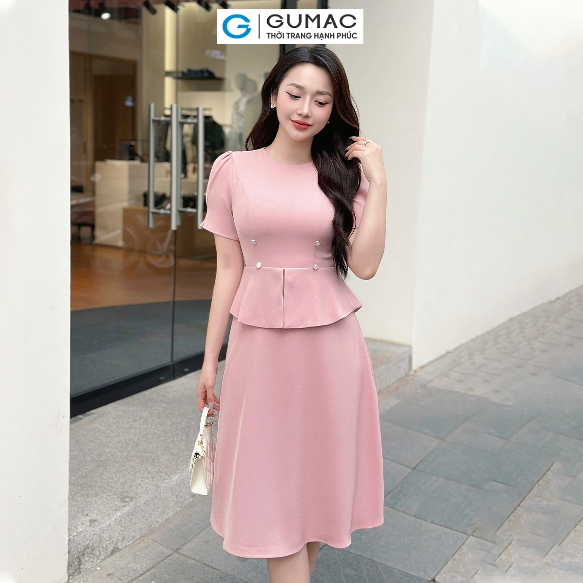 [4.4 - 6.4 |Voucher 10-12%] Đầm peplum phối nút thời trang GUMAC LDE0404 - DE04025
