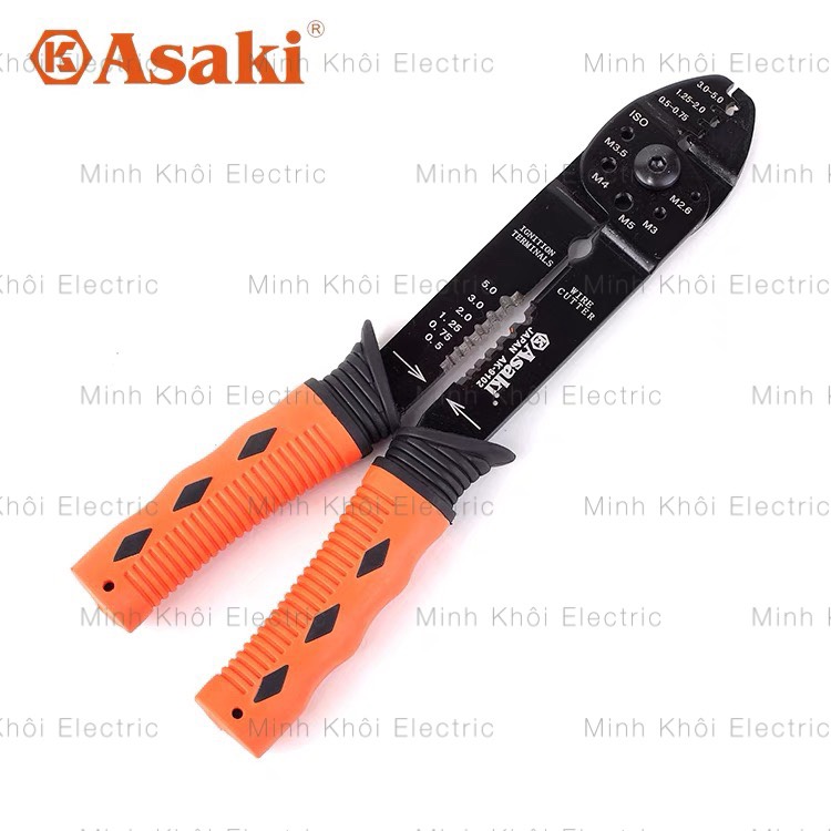 Kìm tuốt dây điện và kìm bấm cos đa năng Asaki AK-9102 225mm,kềm tuốt dây điện,kềm bấm cốt,kìm tuốt và bấm dây điện đa năng,kìm tuốt dây cáp tự động, kìm cắt dây điện,kéo cắt cáp.kéo tuốt dây điện,kềm tuốt dây điện,kìm ép cos thuỷ lực, kềm bấm cốt thuỷ lự