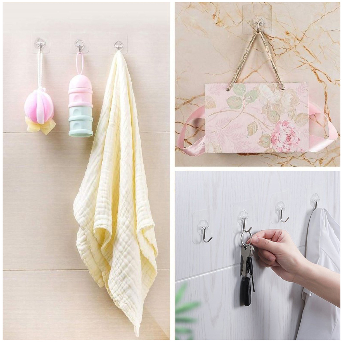 [Set 10 cái] Móc dán trong suốt chịu lực