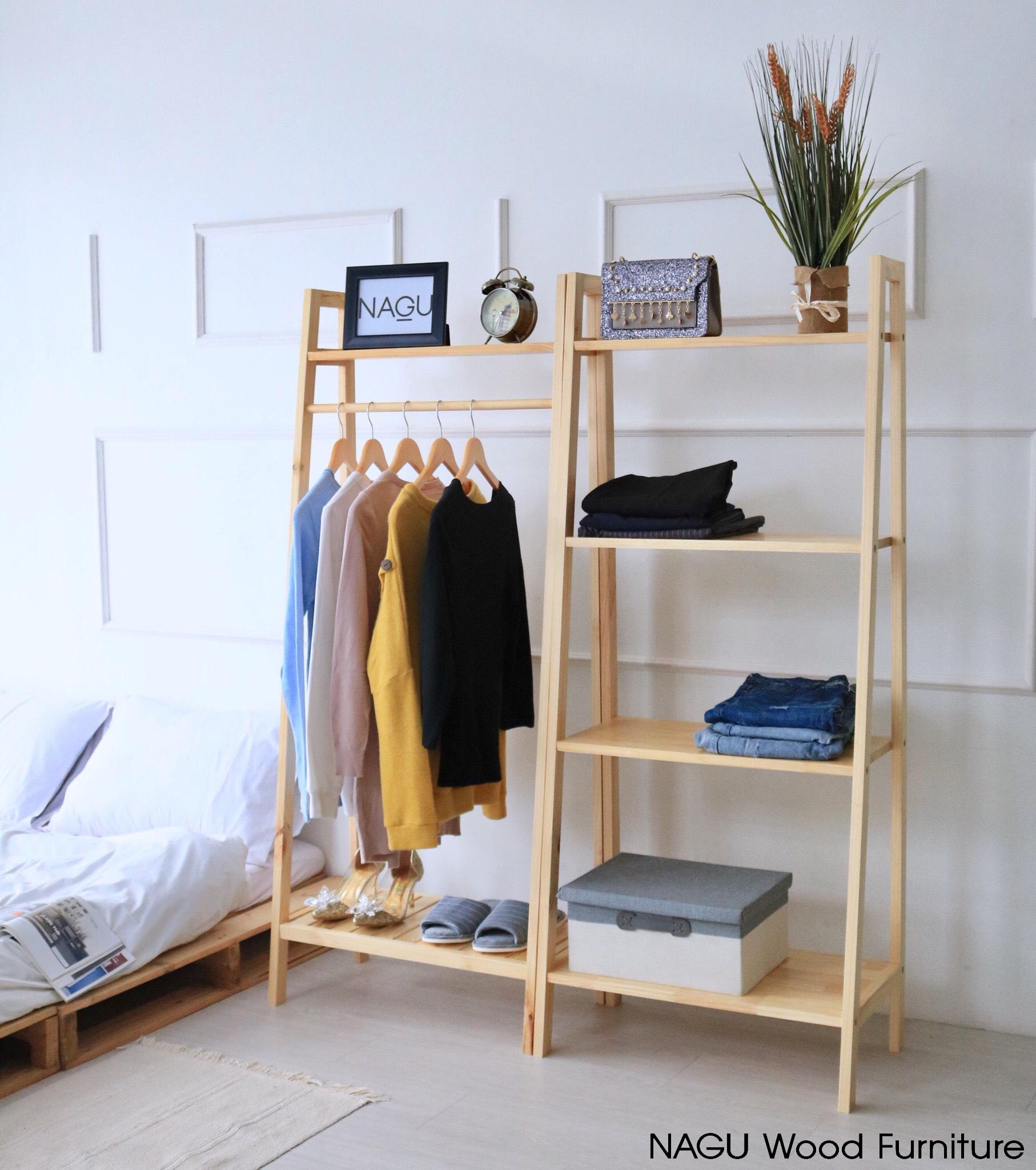 NAGU Combo Kệ Gỗ Treo Đồ Hình Thang ( Ladder Shelf)