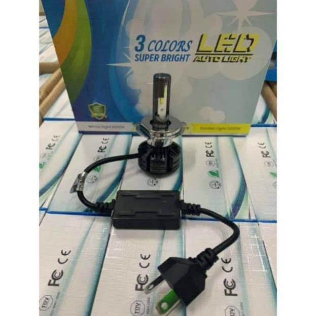 ĐÈN LED F8S   3 MÀU SIÊU SÁNG CHÂN H4 , H11. H7. 9005( giá 1 bóng )
