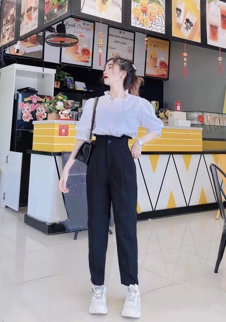 Quần tây bèo lưng siêu cao