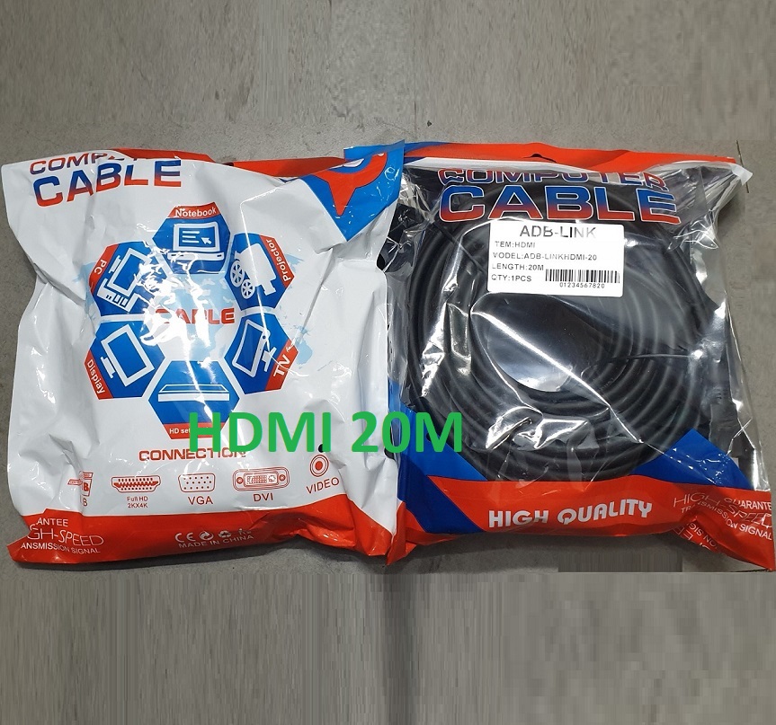 Cáp HDMI 20M ADBLink Full HD Dây Tròn Màu Đen