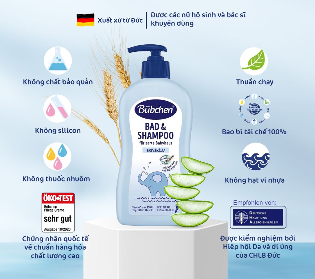 Sữa tắm gội Bübchen Bad & Shampoo (Chai 400ml có vòi)