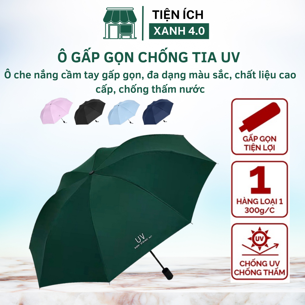 Ô che mưa nắng gấp gọn phủ lớp chống tia UV cao cấp, dù cầm tay 2 lớp dày dặn chống thấm mau khô