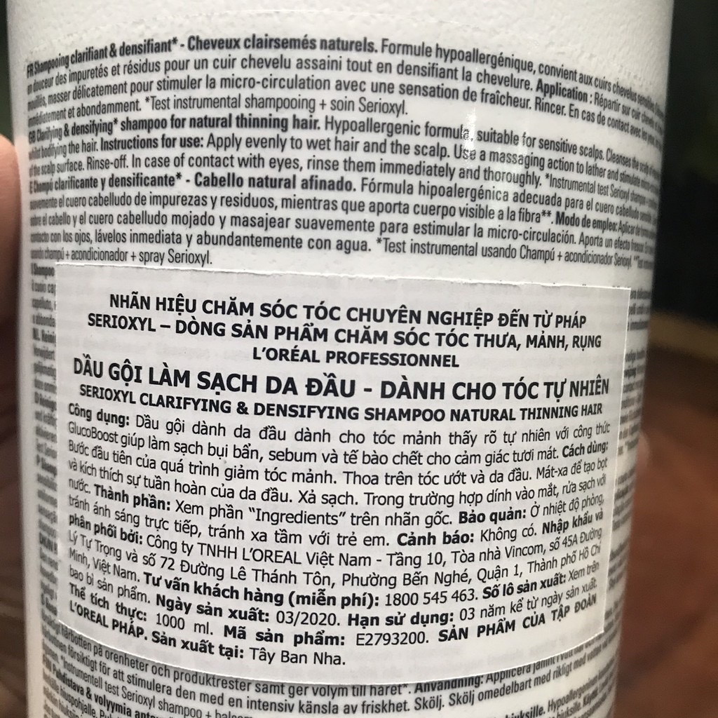 [HCM]Dầu gội kích thích mọc tóc Serioxyl Fuller Loreal 1000ml