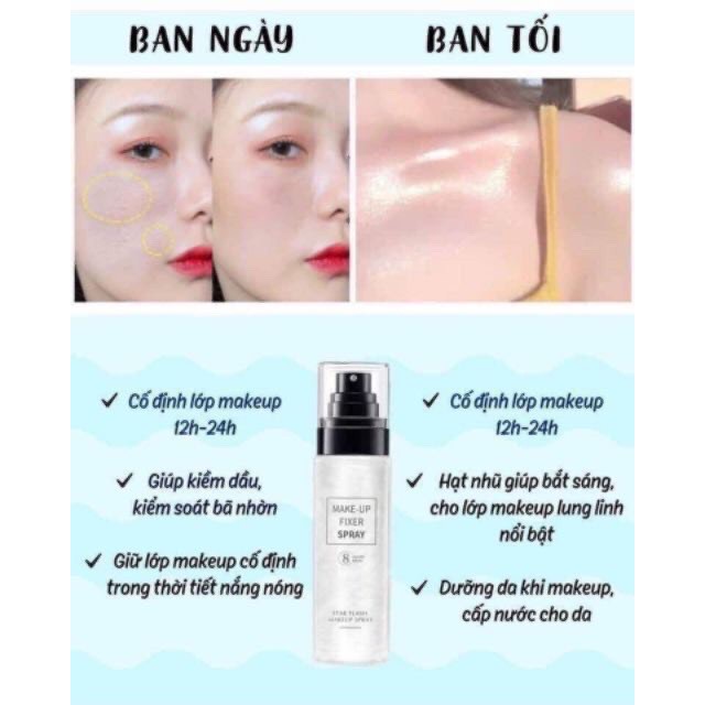 [HCM]Xịt Trang Điểm Khóa Nền Có Nhũ Giữ Make Up Trên 12h