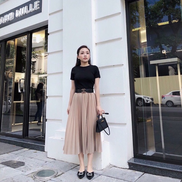 Chân váy dập ly ÁNH NHŨ siêu hot