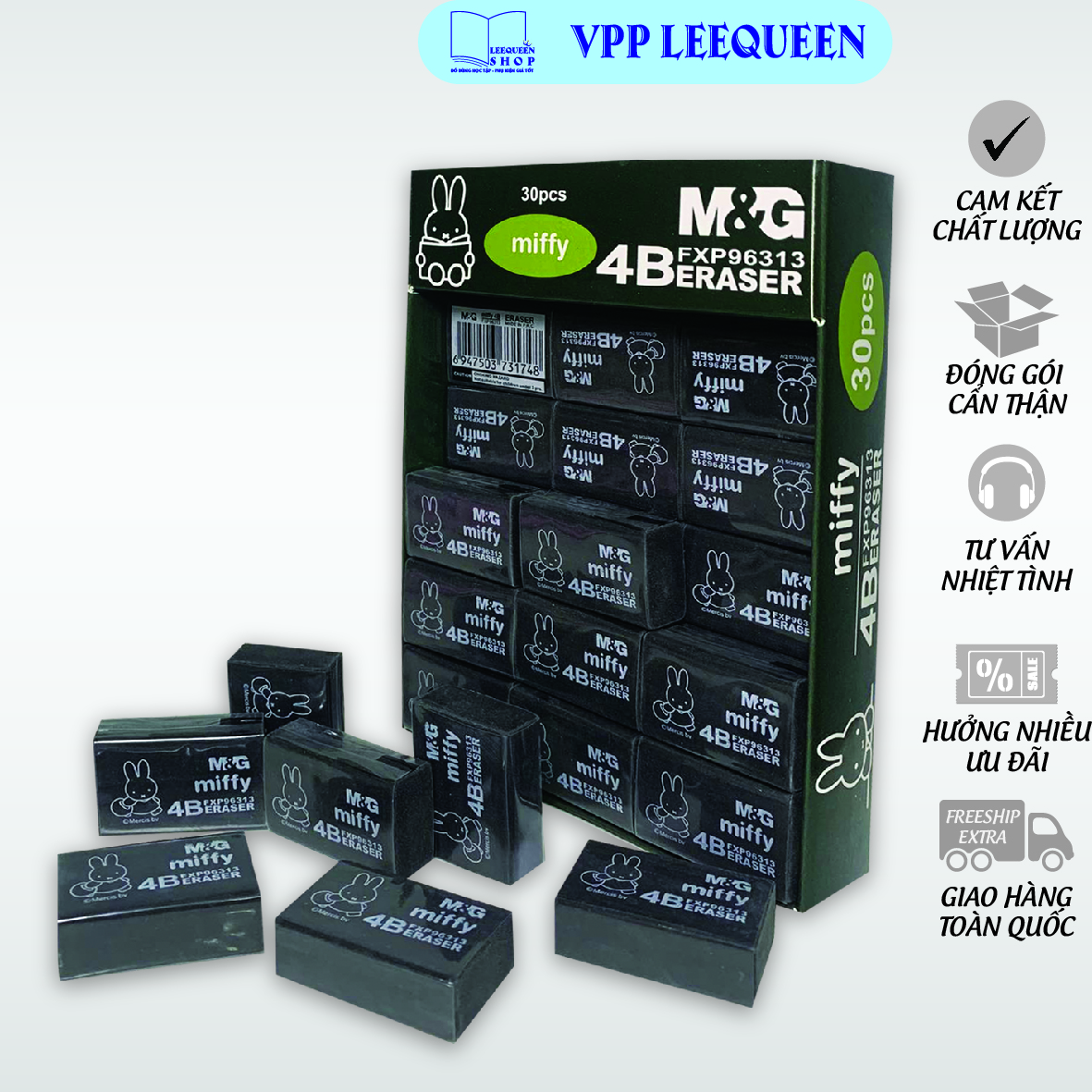 Combo 3 cục Gôm Thỏ MG tẩy sạch và mềm