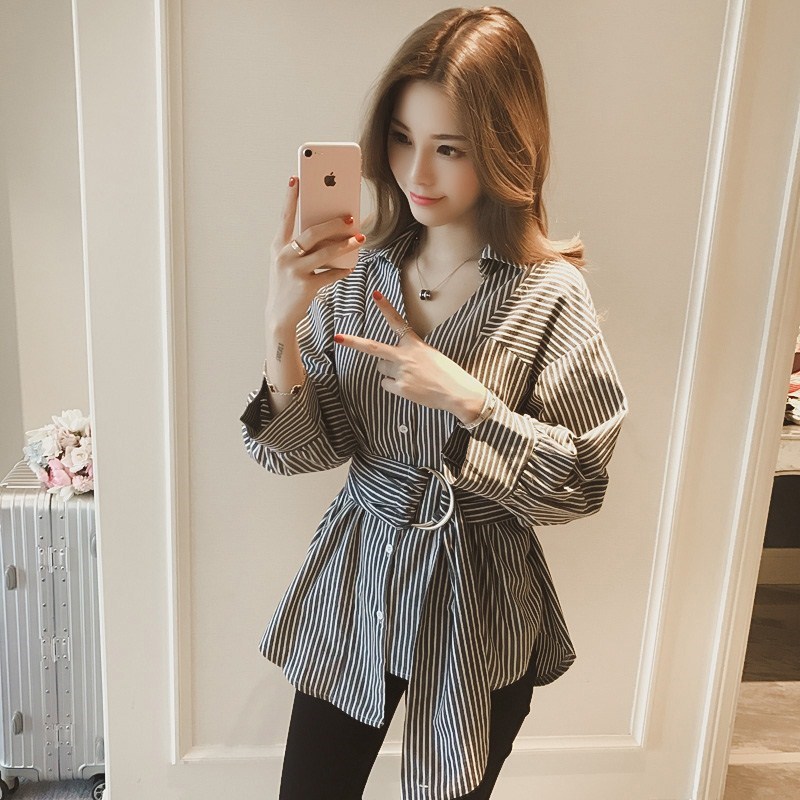 Áo sơ mi nữ dáng dài đẹp A17