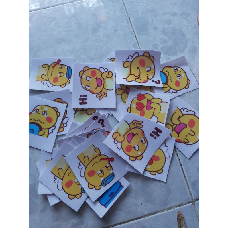 Combo 1 Tem Sticker Khủng Long Vàng Cute Dán Xe, Nón Giá Rẻ