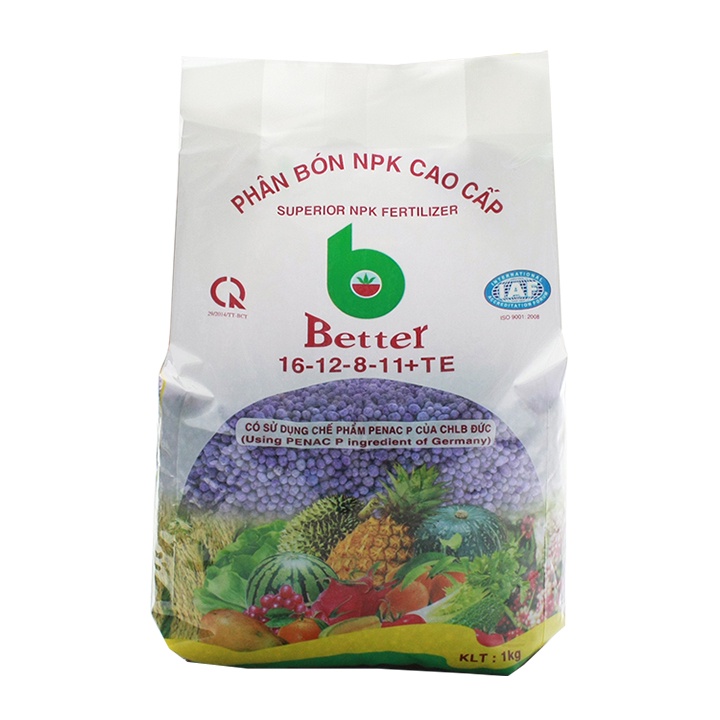 Phân bón NPK 16-12-8-11S+TE, NPK Better tím 1kg