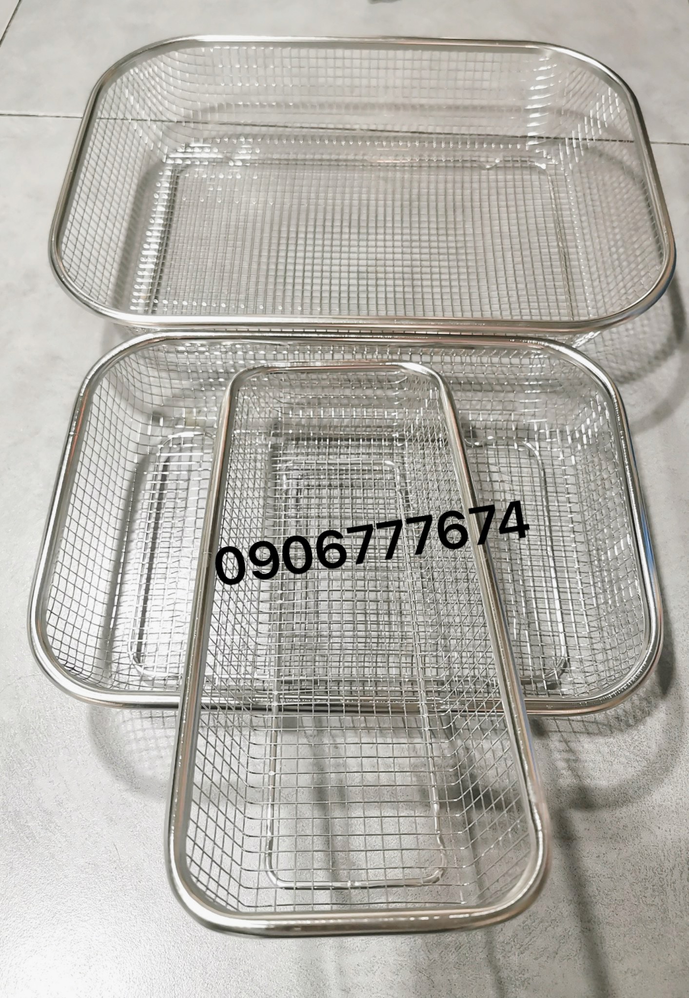 Khay / rổ lưới inox chữ nhật đủ size