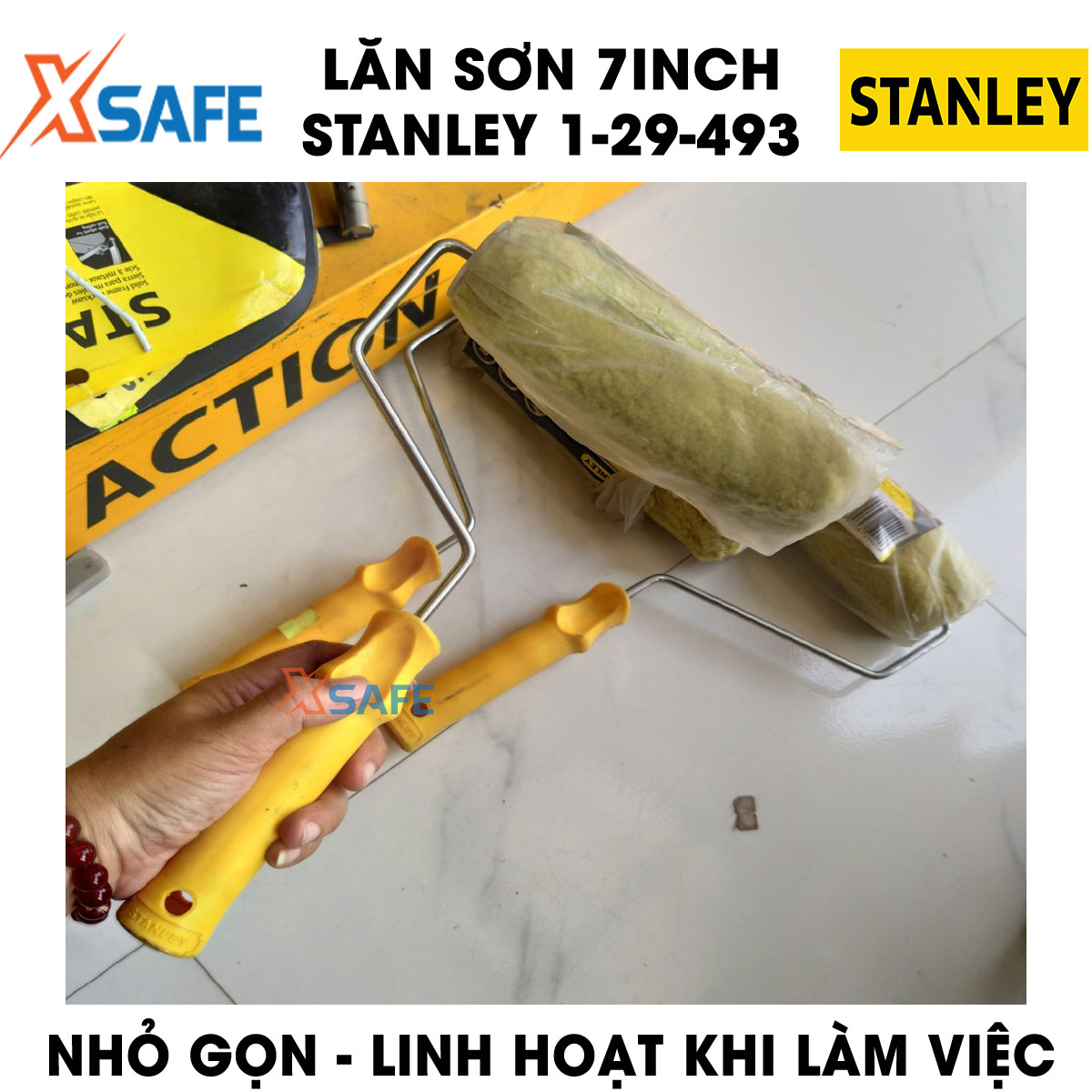 Paint Roller Stanley 1-29-493 7 inch. Paint Roller Stanley Design compact and flexible, cotton roller material fabric cotton soft absorbent paint good help paint out đều, roller for fast and smooth,--product genuine xsafe