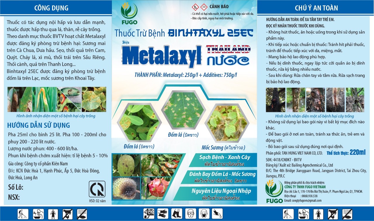 Thuốc trừ bệnh Metalaxyl (Binhtaxyl 25EC)