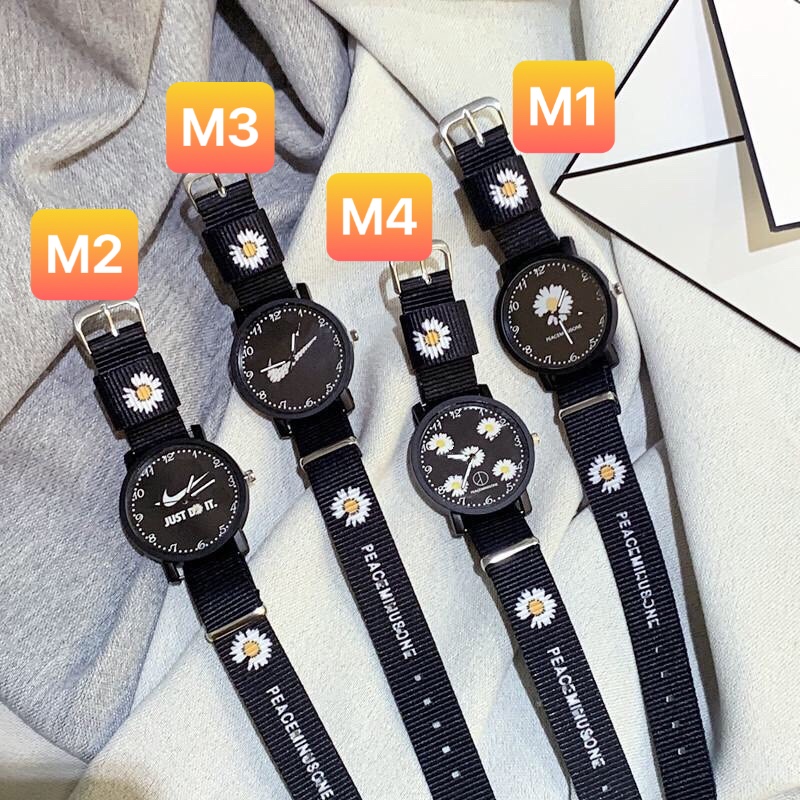 Đồng hồ thời trang nam nữ Candycat dây dù hoa cúc cá tính Ms012