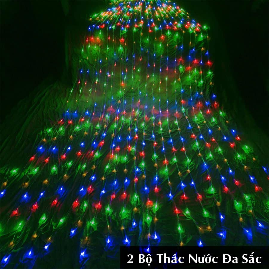 Đèn Rèm Mưa Hiệu Ứng Thác Nước. Bộ Đèn Led Trang Trí Thả Mành Kiểu Mưa Rơi Thác Nước 10 Sợi 2m Đủ Màu