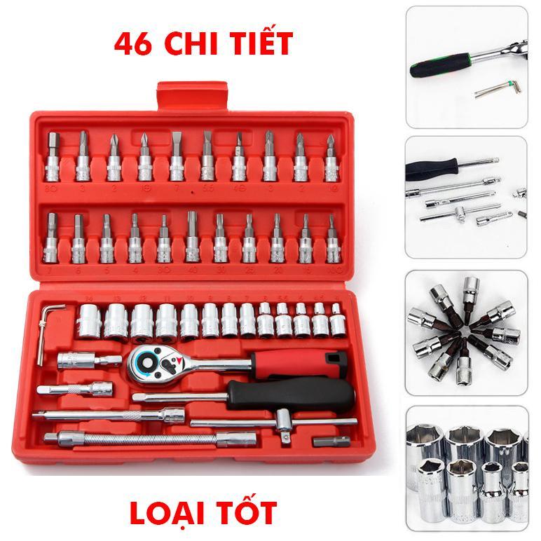 (Hợp Kim Cao Cấp) Bộ dụng cụ sửa chữa 46 chiếc, chất liệu hợp kim, hộp vali nhỏ gọn tiện dụng