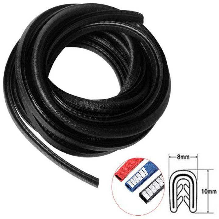 Cuộn 5M Gioăng Cao Su, Nẹp Viền Cửa Chữ U Lõi Thép Chống Va Đập Trầy Xước Cánh Cửa Ô Tô