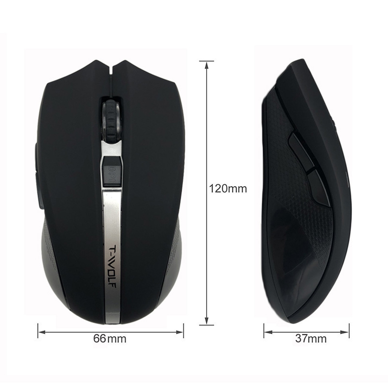 T-WOLF Q5 2.4GHz Wireless Silent Computer Mouse 1800DPI Adjustable Ergonomic Mice Good Cordless Optical PC Laptop Gaming Mouse - Chuột Máy Tính Không Dây