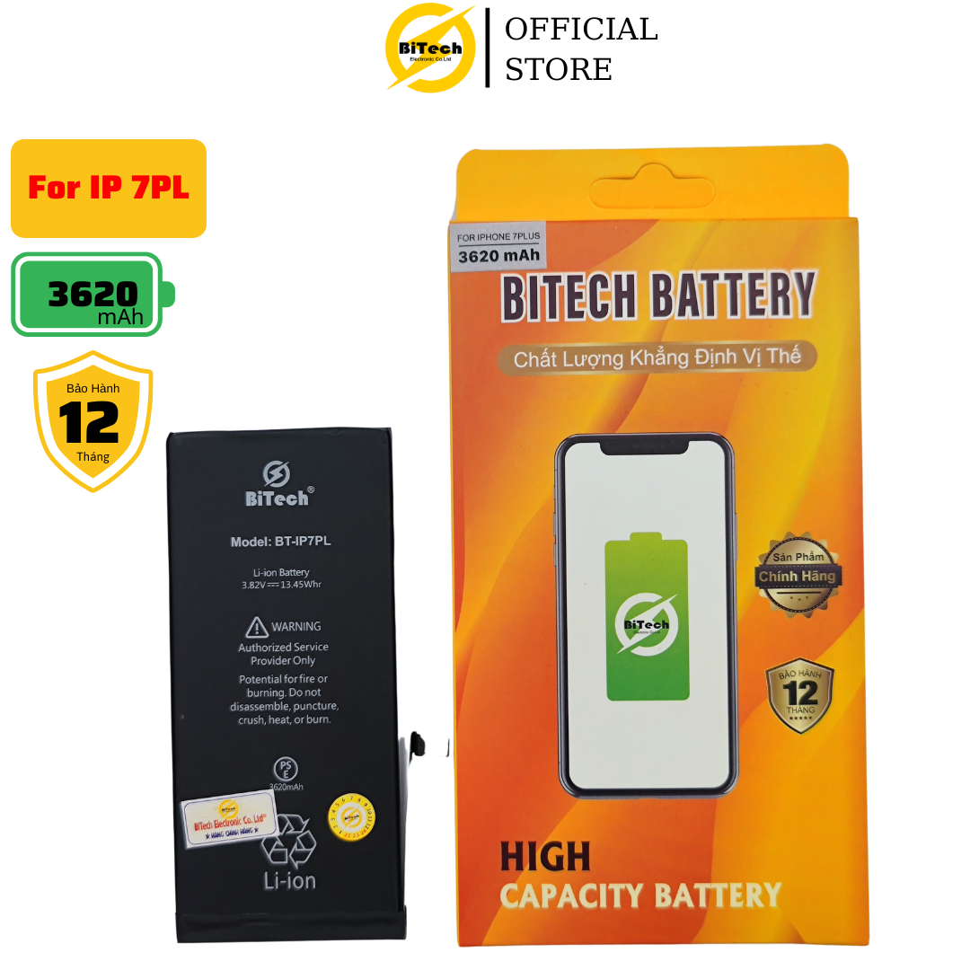 Pin điện thoại dung lượng cao BITECH BT-7PLUS ( dung lượng 3620 mAh )(Tặng bộ vít mở + Seal dán pin)