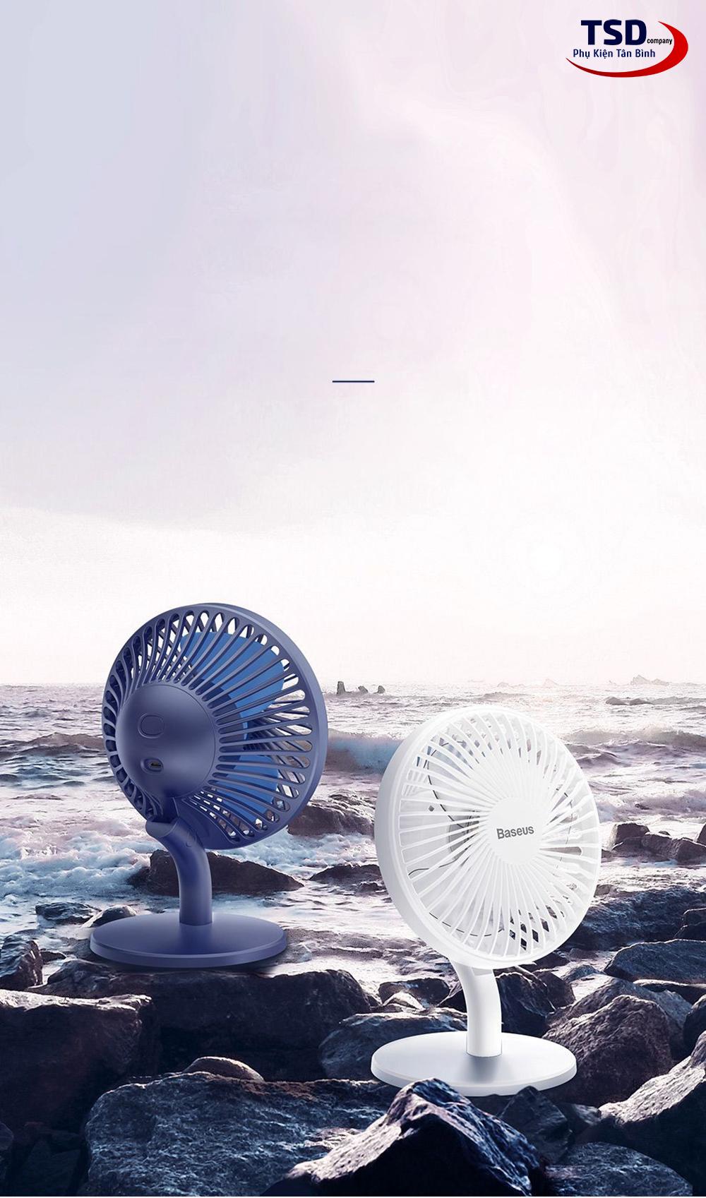 Quạt Mini Để Bàn Baseus Ocean Fan ( Pin sạc 2000mAh, 4 mức tốc độ )