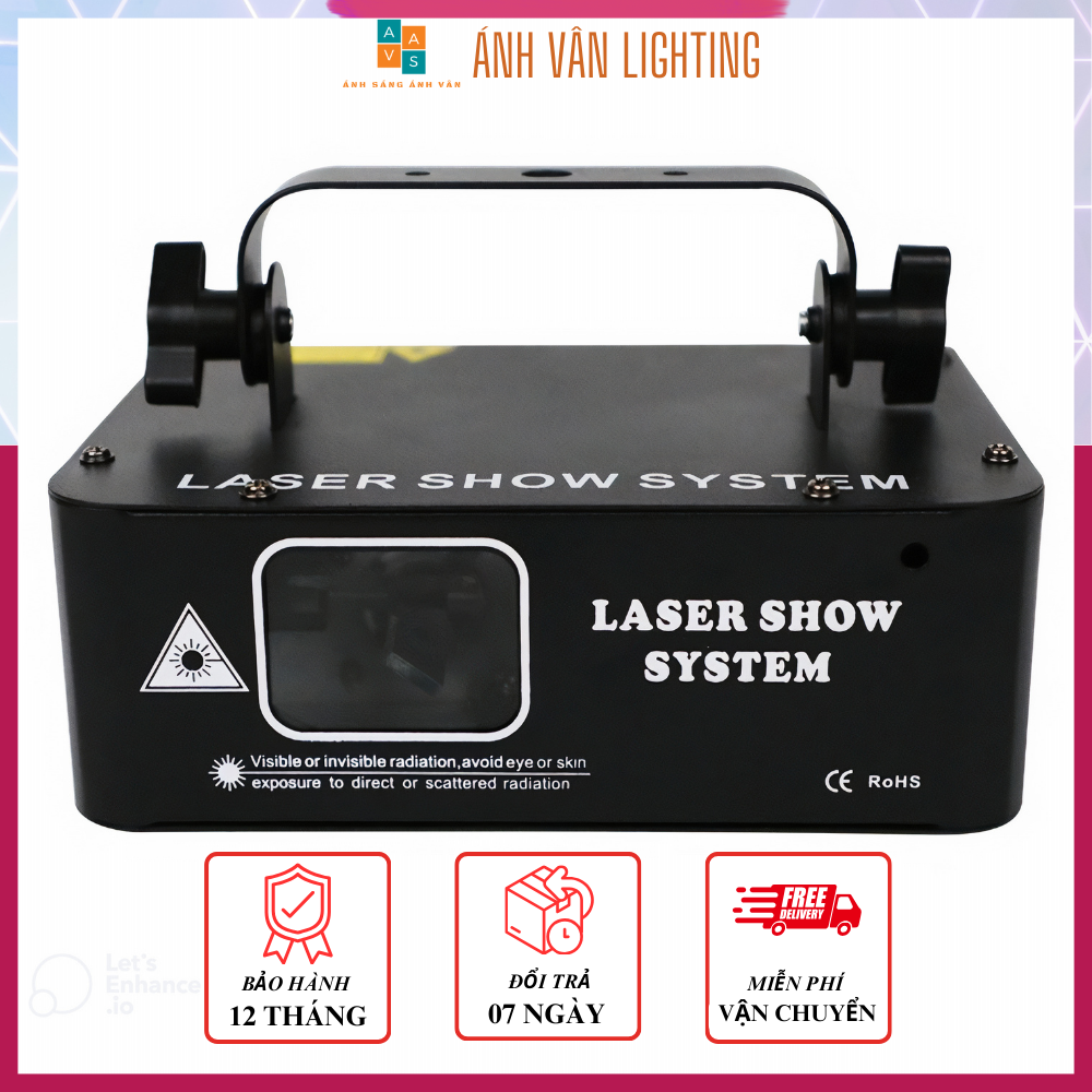 Đèn Laser Quét Tia Vẽ Hình 3D Cảm Biến Nháy Theo Nhạc 7 Màu - Đèn Bay Phòng