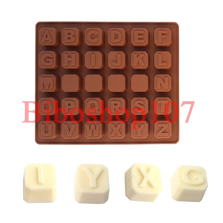Khuôn silicon làm thạch, rau câu, socola 26 chữ cái nổi