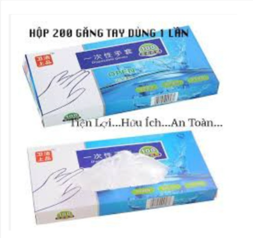 Hộp 200 chiếc găng tay nilong dùng 1 lần