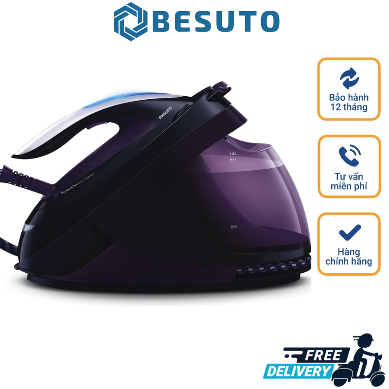 Philips perfectcare elite steam generator iron, optimaltemp technology, 500 g steam boost, 1.8 litre, 2400 w, 7.5 bar, 150g/min continuous steam, purple