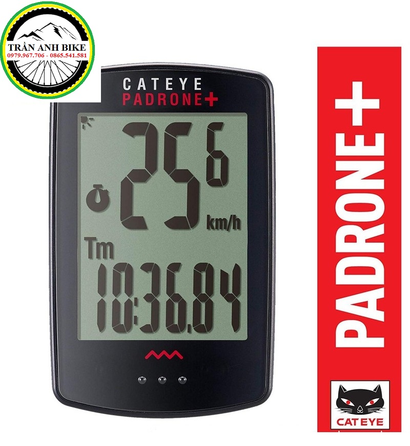 Đồng Hồ Đo Tốc Độ Xe Đạp Không Dây CATEYE PADRONE+ CC-PA110W (CÓ ĐÈN NỀN)