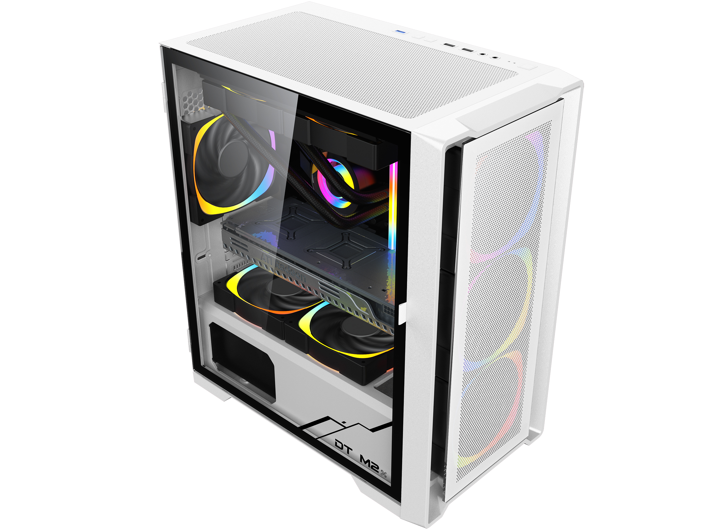 Vỏ case KENOO ESPORT M500 - 3F - MàuTrắng MATX (3 Fan RGB)