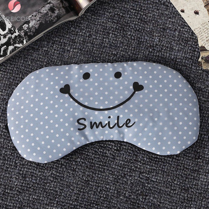 Bịt mắt ngủ miếng che mắt ngủ in chữ smile có túi gel - kireicos