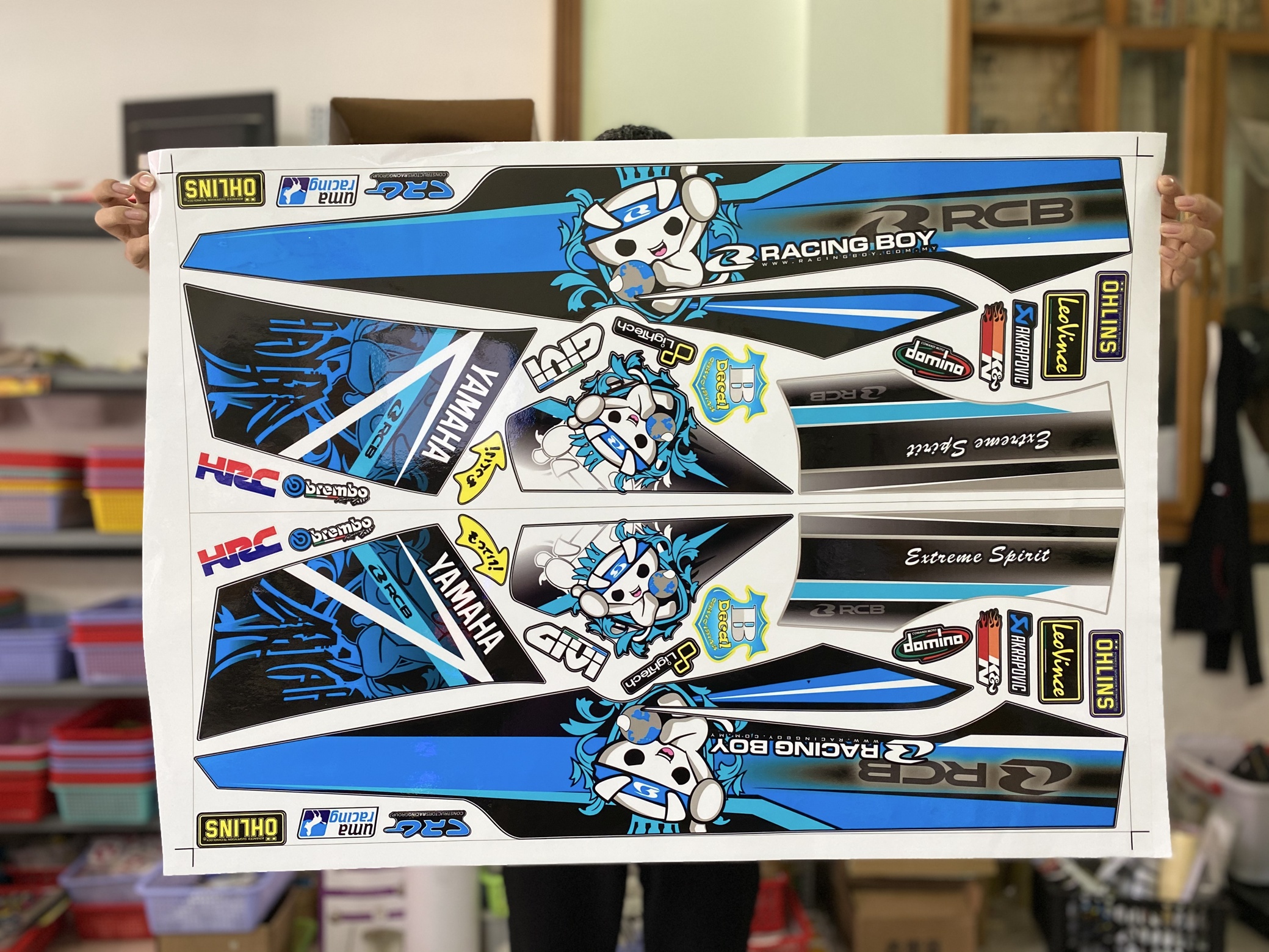 Tem rời xe sirius racing boy xanh đen