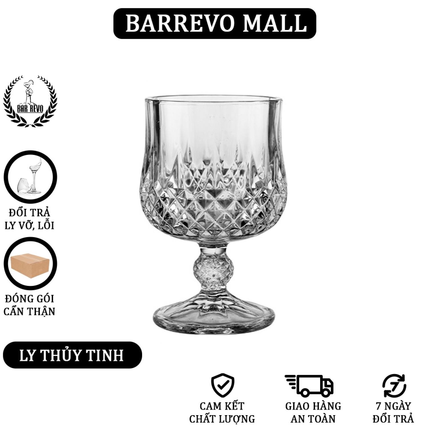 Cocktail Flute Glass - Ly Thuỷ Tinh Khứa Cạnh