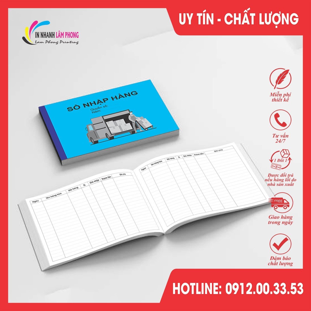 Sổ nhập hàng, sổ nhập kho, sổ quản lý nhập hàng A4, A5