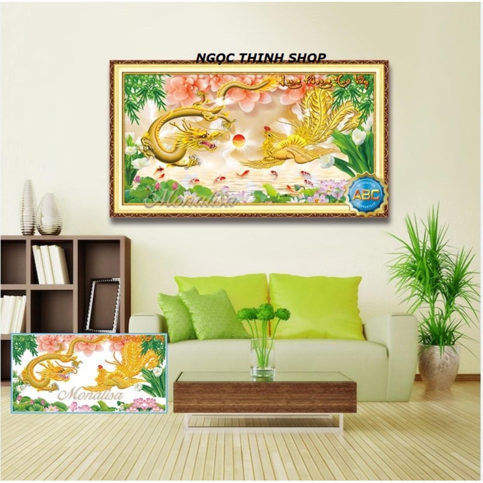 Tranh đính đá long phụng sum vầy y8245-110x60cm