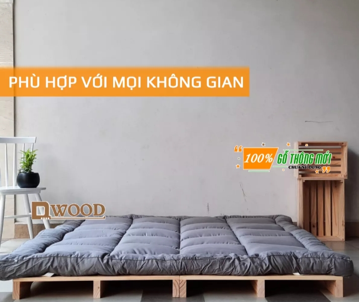 Giường Pallet gỗ thông lắp ghép