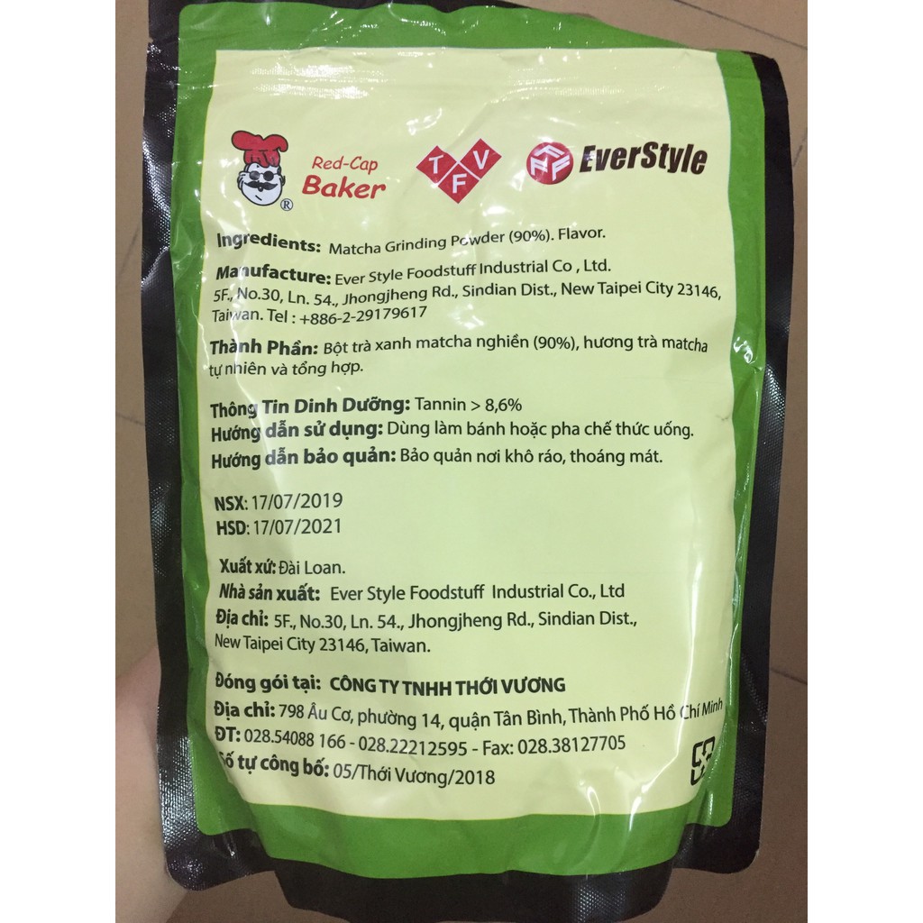 Bột Matcha Đài Loan Red Cap - 500g dùng làm thức uống giải khát