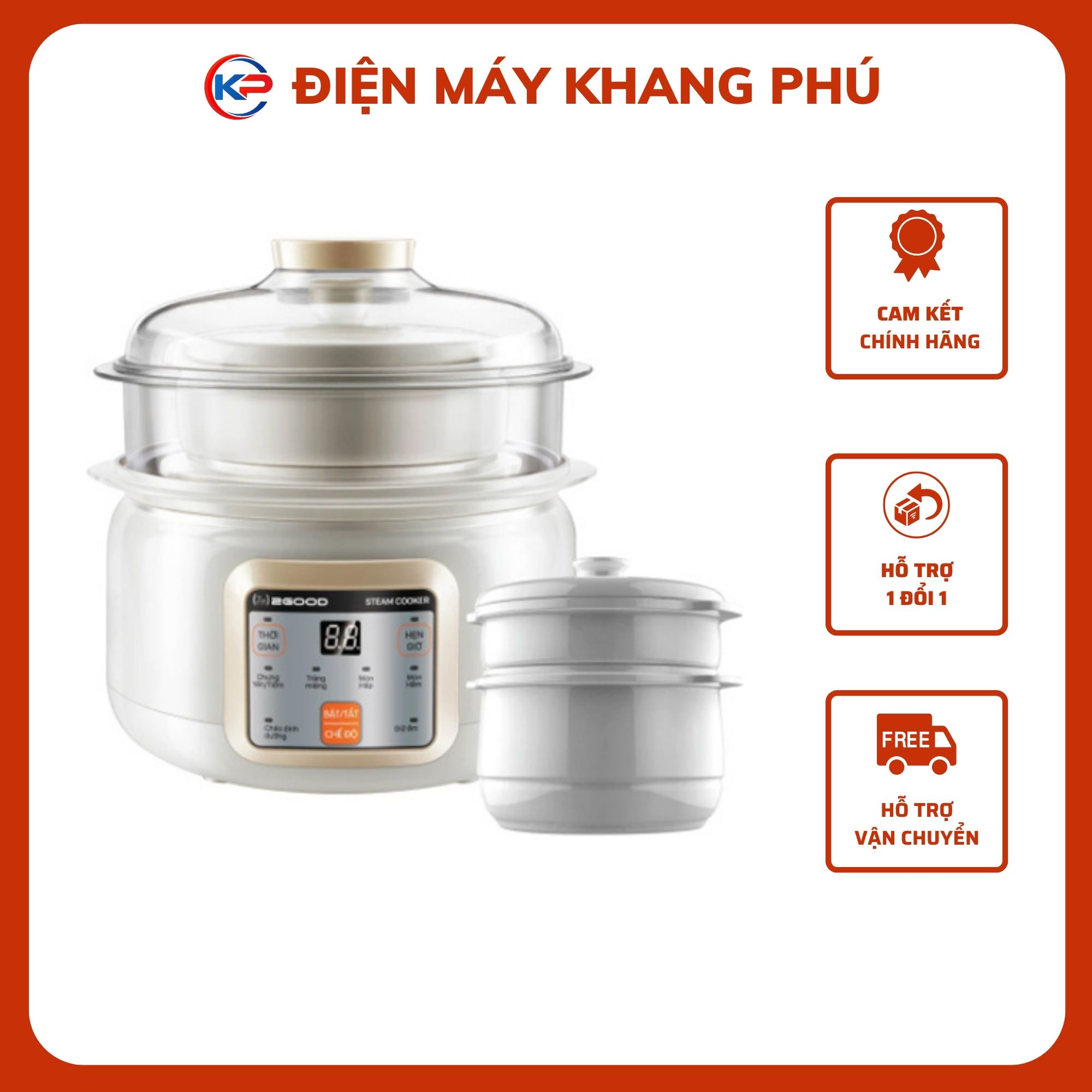 Nồi nấu cháo chậm và hấp cách thủy 2Good A600 - 1.5L