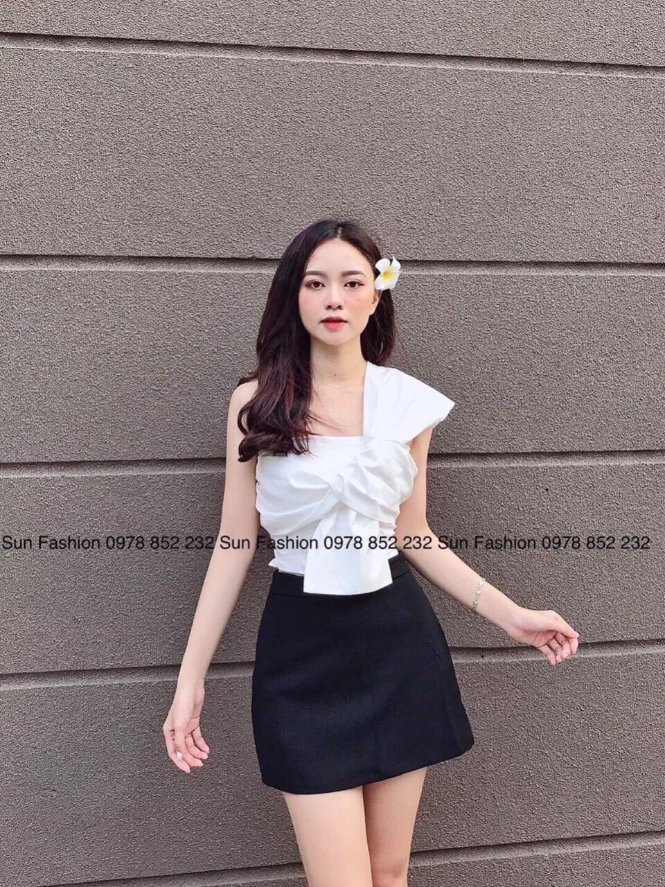 [HCM]ÁO KIỂU LỆCH VAI CỘT NƠ SANG CHẢNH CÁ TÍNH QC