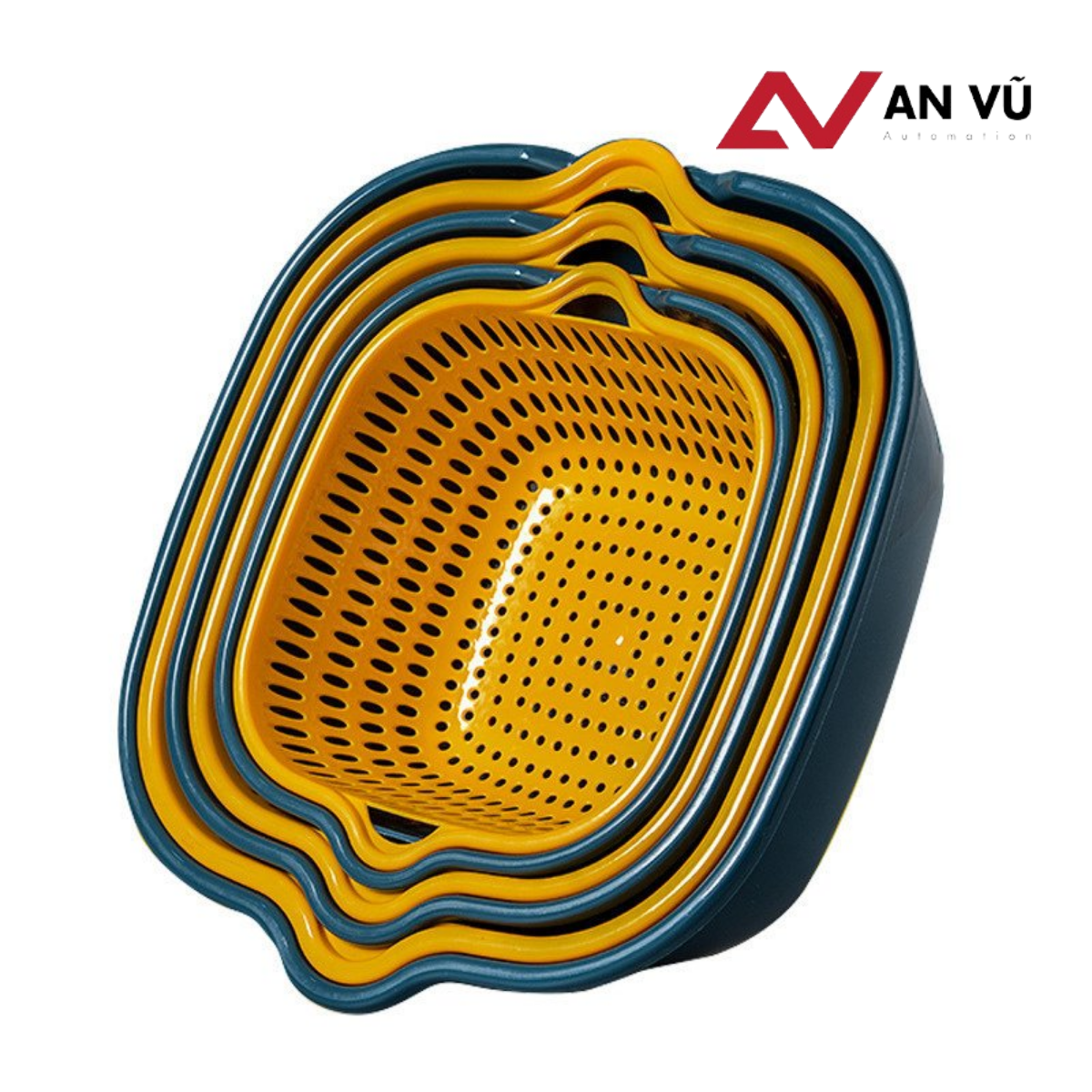 Set 6 món rổ kèm chậu bộ 3 rổ và chậu, thau nhựa rửa rau củ đựng hoa quả trái cây 2 lớp hình tròn chất liệu nhựa PP